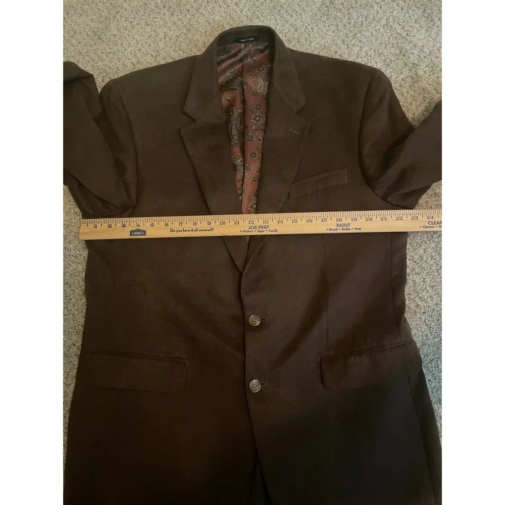 Lauren Ralph Lauren Men's Blazer Jacket 42L Brown Faux Suede Paisley Lined